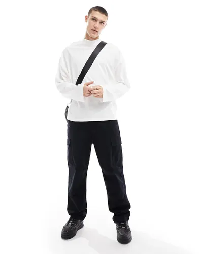 ASOS DESIGN long sleeve oversized t-shirt with mock neck in white