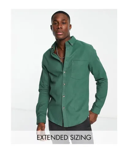 ASOS DESIGN Mens brushed oxford shirt in cotton blend in bottle green