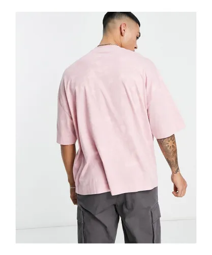 ASOS DESIGN Mens Dark Future oversized t-shirt with large back print in pink acid wash Cotton