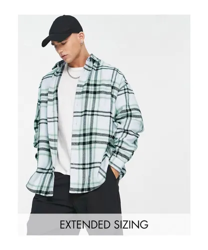 ASOS DESIGN Mens extreme oversized shirt in large scale check-Green