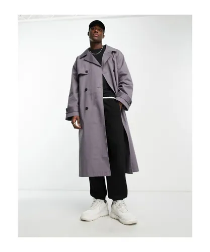 ASOS DESIGN Mens extreme oversized trench coat in slate grey - Charcoal