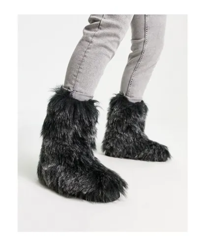 ASOS DESIGN Mens faux fur calf boot in black
