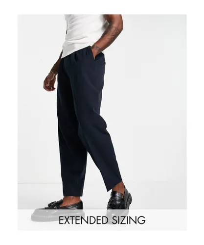 ASOS DESIGN Mens oversized tapered smart trousers in navy - Blue