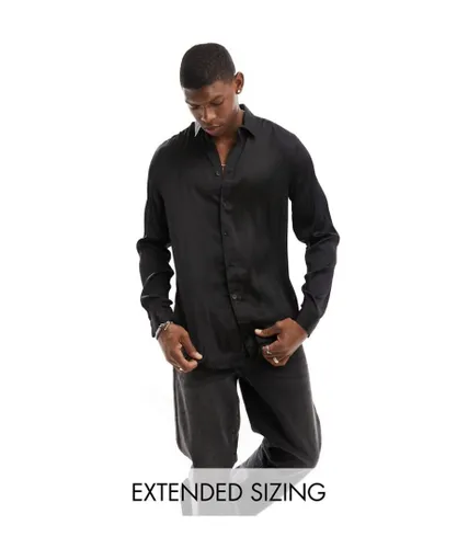 ASOS DESIGN Mens satin shirt in black