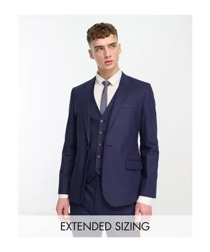 ASOS DESIGN Mens skinny linen mix suit jacket in navy - Blue