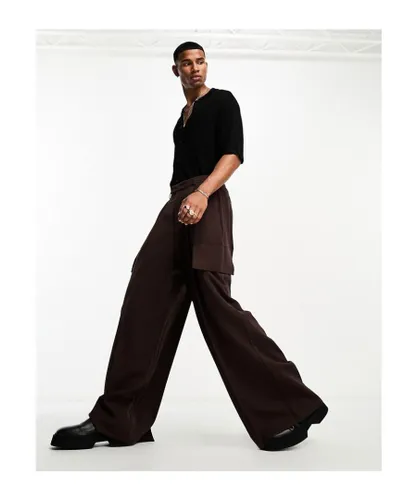 ASOS DESIGN Mens super oversized suit cargo trousers with pockets in brown