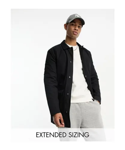 ASOS DESIGN Mens trench coat with quilted lining in black
