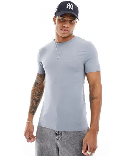 ASOS DESIGN muscle fit t-shirt in grey-Blue