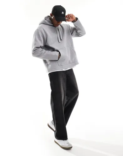 ASOS DESIGN oversized heavyweight hoodie in grey marl-Black