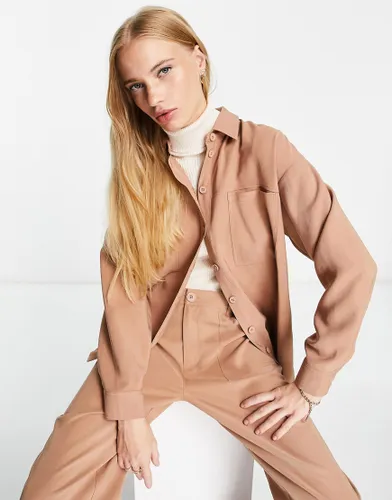 ASOS DESIGN oversized shacket in tan co-ord-Brown