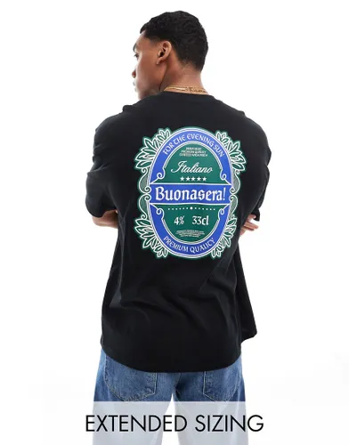 ASOS DESIGN oversized t-shirt in black with emblem back print