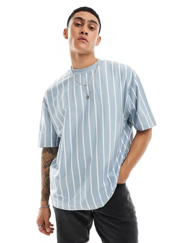 ASOS DESIGN oversized t-shirt in vertical stripe in blue-Multi