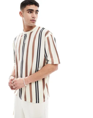 ASOS DESIGN oversized t-shirt in vertical stripe-Multi