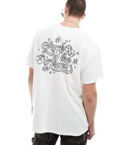 ASOS DESIGN oversized t-shirt with luck of the draw back print-White
