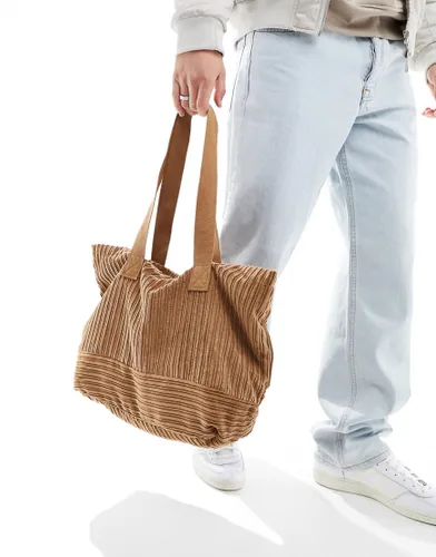 ASOS DESIGN oversized tote bag in tobacco cord-Brown