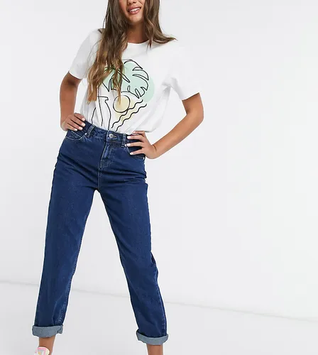 ASOS DESIGN Petite high rise 'original' mom jeans in darkwash-Blue