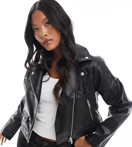 ASOS DESIGN Petite ultimate faux leather biker jacket in black