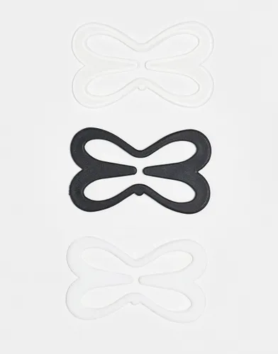 ASOS DESIGN racer back bra clips in white, black & clear-Multi