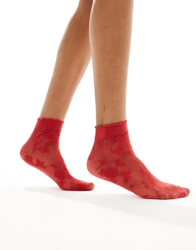 ASOS DESIGN red lace socks
