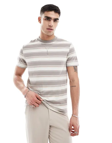ASOS DESIGN relaxed t-shirt in neutral stripe-Multi