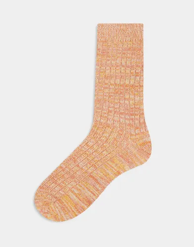 ASOS DESIGN rib twist sock in light orange