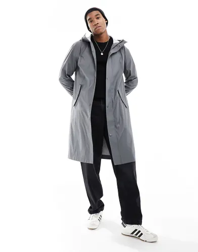 ASOS DESIGN rubberised rain jacket in light grey