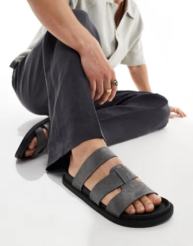 ASOS DESIGN sandals in grey faux suede