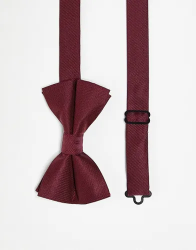 ASOS DESIGN satin bow tie in burgundy-Red