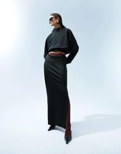 ASOS DESIGN scuba column maxi skirt in black