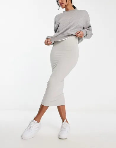 ASOS DESIGN seamless tubular midi skirt in slate grey-Multi