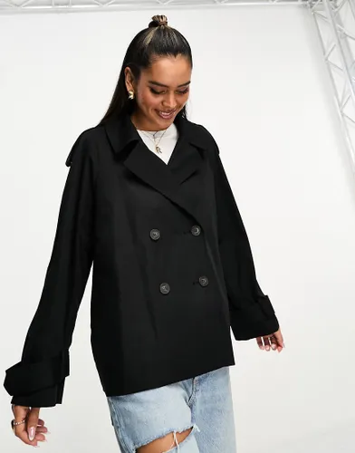 ASOS DESIGN short lightweight trench coat in black
