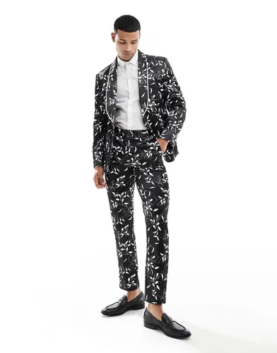 ASOS DESIGN skinny suit trouser in black floral print