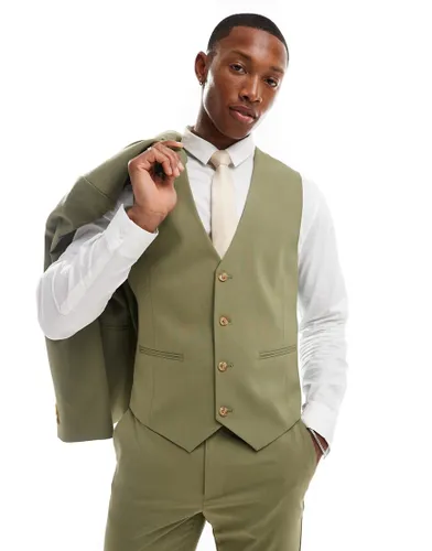 ASOS DESIGN skinny suit waistcoat in sage-Green