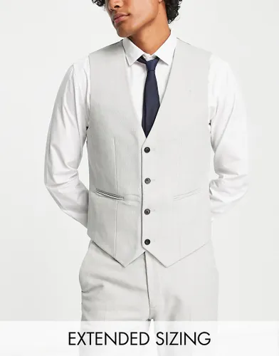 ASOS DESIGN skinny wool mix suit waistcoat in basketweave texture ice grey