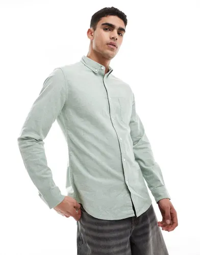 ASOS DESIGN slim fit oxford shirt in yarn dye green