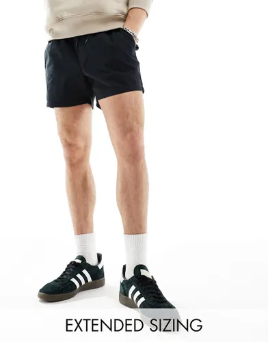 ASOS DESIGN slim shorter length chino shorts in black with elasticated waist