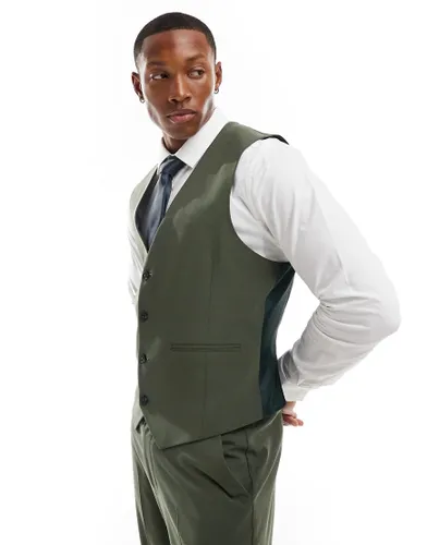 ASOS DESIGN slim suit waistcoat in dark green