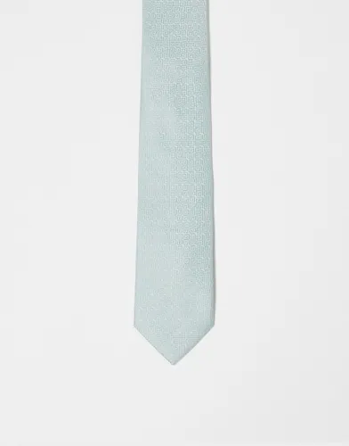 ASOS DESIGN slim tie with greek wave in sage green