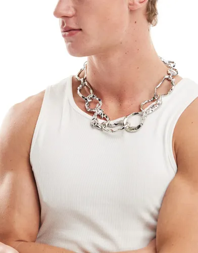 ASOS DESIGN statement molten neckchain in silver tone