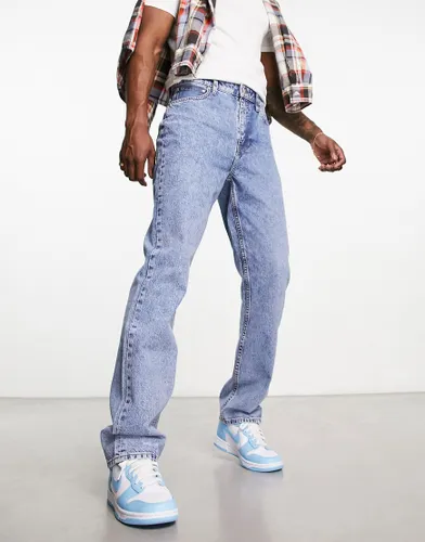 ASOS DESIGN straight leg jeans in mid wash blue