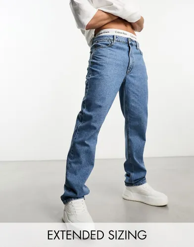ASOS DESIGN straight leg jeans in mid wash blue