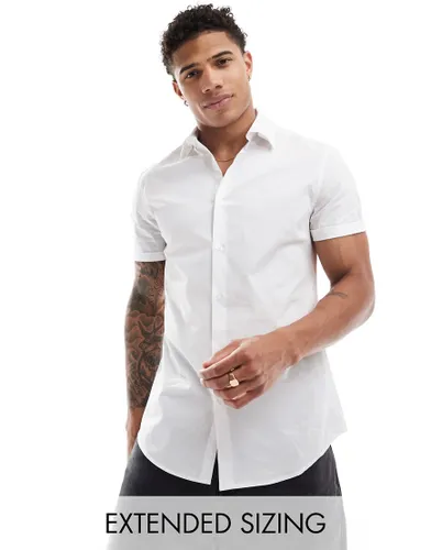 ASOS DESIGN stretch slim fit work shirt in white