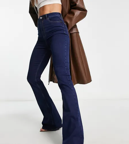 ASOS DESIGN Tall power stretch flared jeans in dark blue