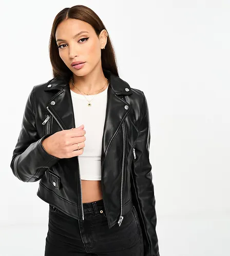 ASOS DESIGN Tall ultimate faux leather biker jacket in black