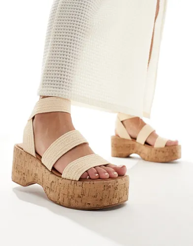 ASOS DESIGN Tangle elasticated chunky wedges in natural-Neutral