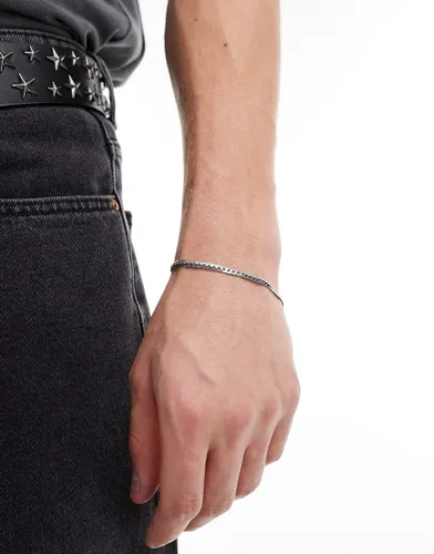 ASOS DESIGN waterproof stainless steel flat chain bracelet in silver tone