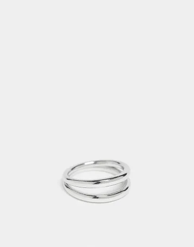 ASOS DESIGN waterproof stainless steel ring with double band design in silver tone