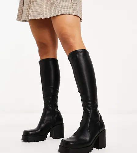 ASOS DESIGN Wide Fit Command heeled knee boots in black