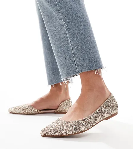 ASOS DESIGN Wide Fit Virtue d'orsay pointed ballet flats in glitter-Gold