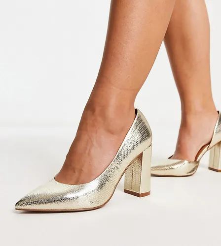 ASOS DESIGN Wide Fit Winston d'orsay high heeled shoes in gold